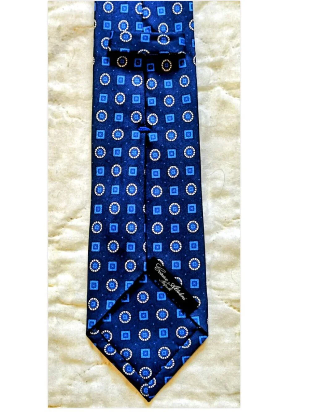 NWOT Cesare Attolini Napoli Geometric Navy Blue Men's Silk Tie 3.25